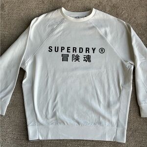 Superdry Men's white Side Slit Crewneck Sweatshirt